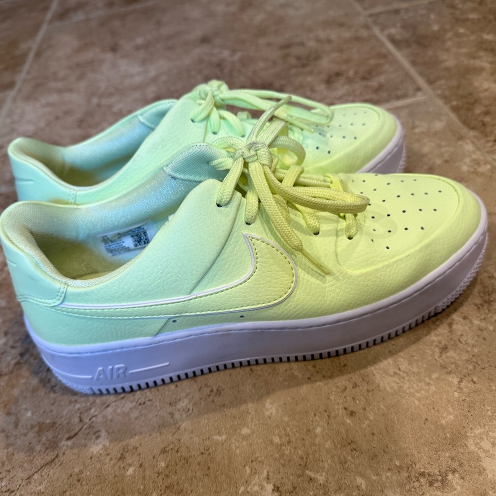 Nike Air Force one sage low barely volt/ white. Womens size 9.5.